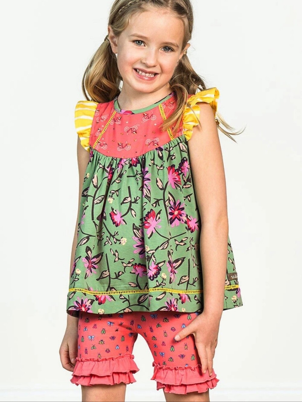 Matilda Jane Girls' Size 6 Green Coral Floral Top